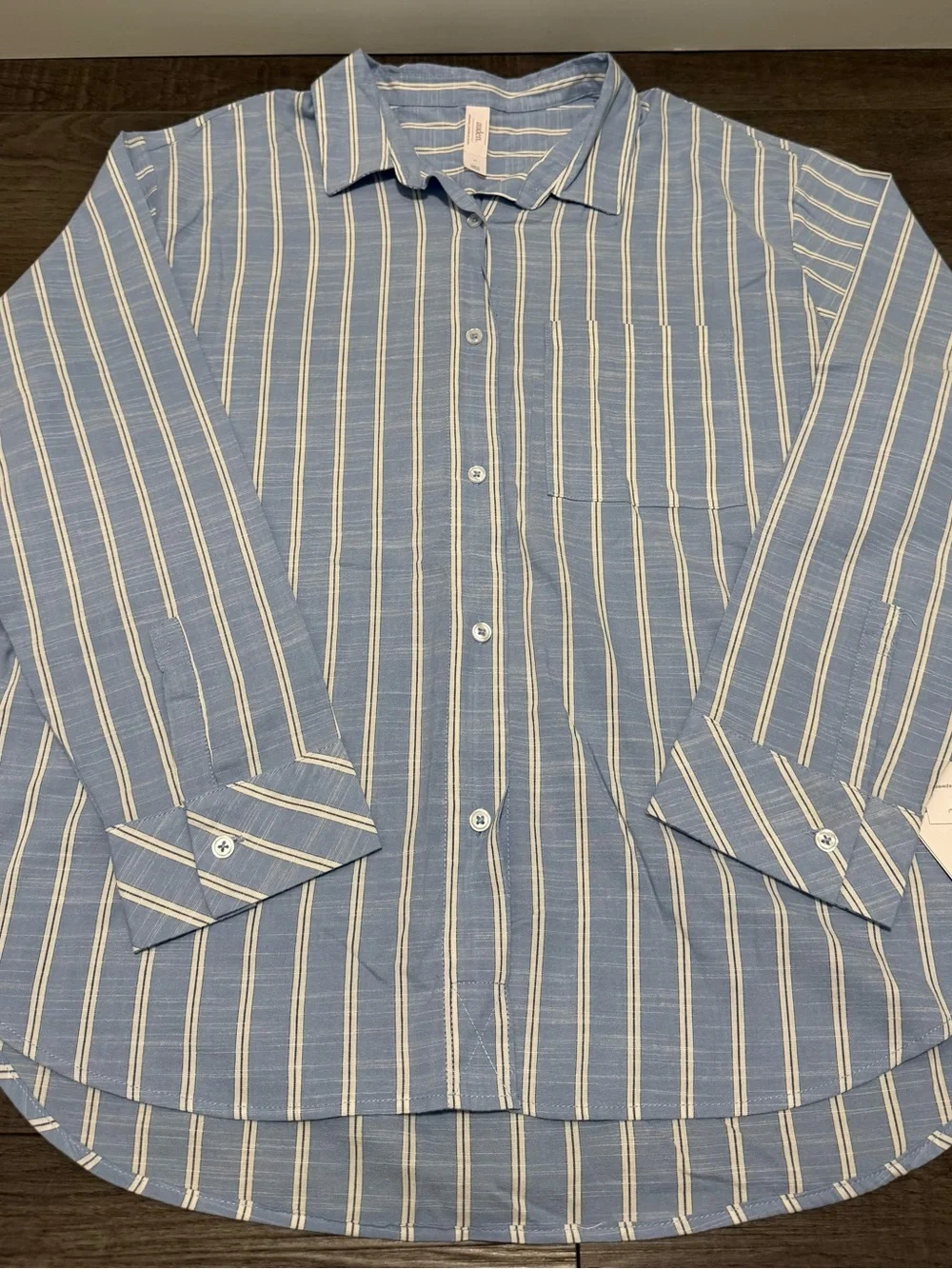 Target Light Blue and White Striped Button-Up Pajama Top - Picture 5 of 6